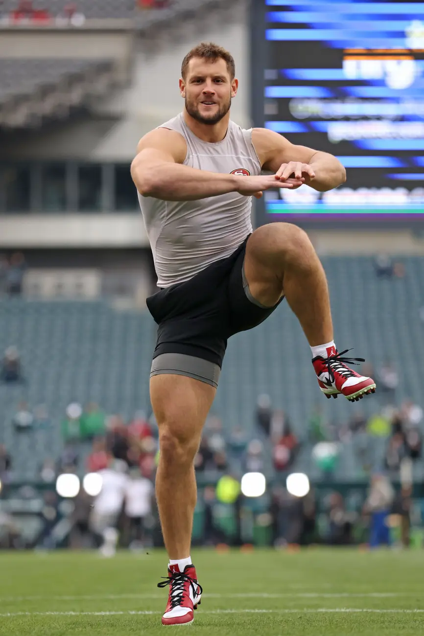 San Francisco 49ers defensive end Nick Bosa (97) during warmups